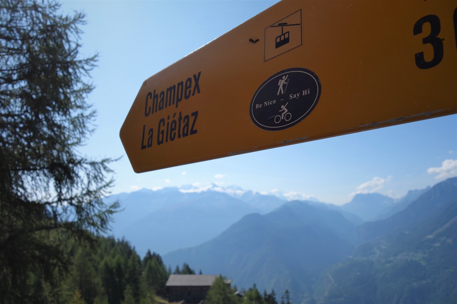 Pedal back up hill this way for the telecabine. Oh look, Mont Blanc.