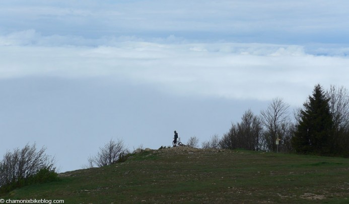 Sandy staring out at the clouds, confused as to why they're below him instead of above. Raining.