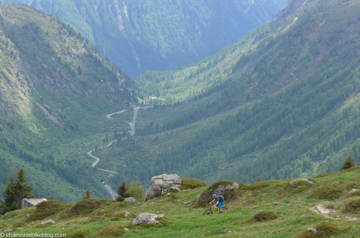 Lorne doing his best to smooth out the upper trail.