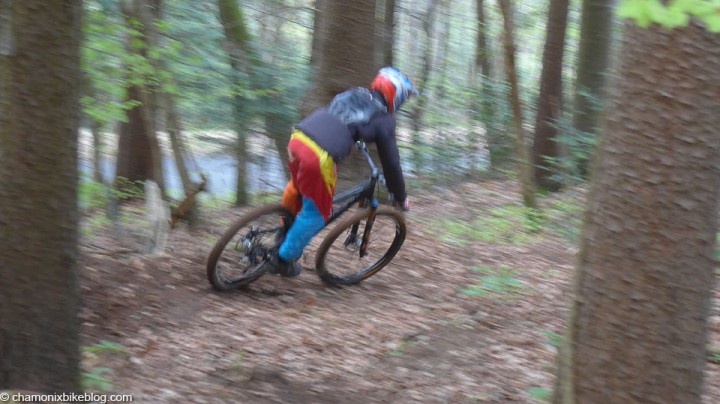 Pan-shot not friday. Ben is pretty rapid on a bike, fortunately the breeks make him easier to spot in the woods.