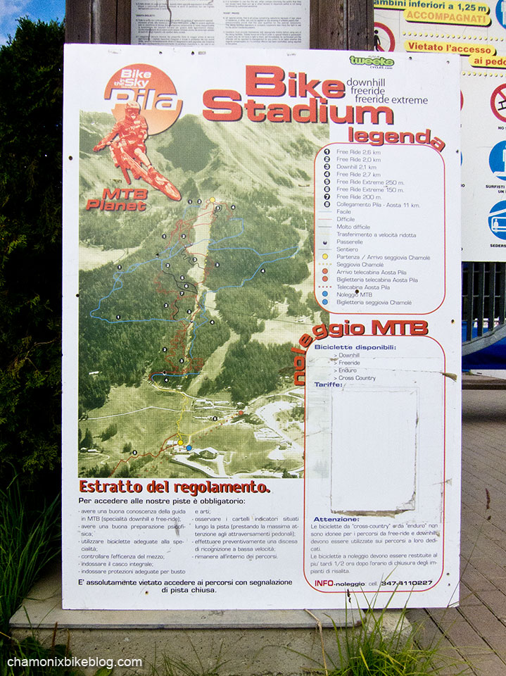 Trail map of the upper mountain